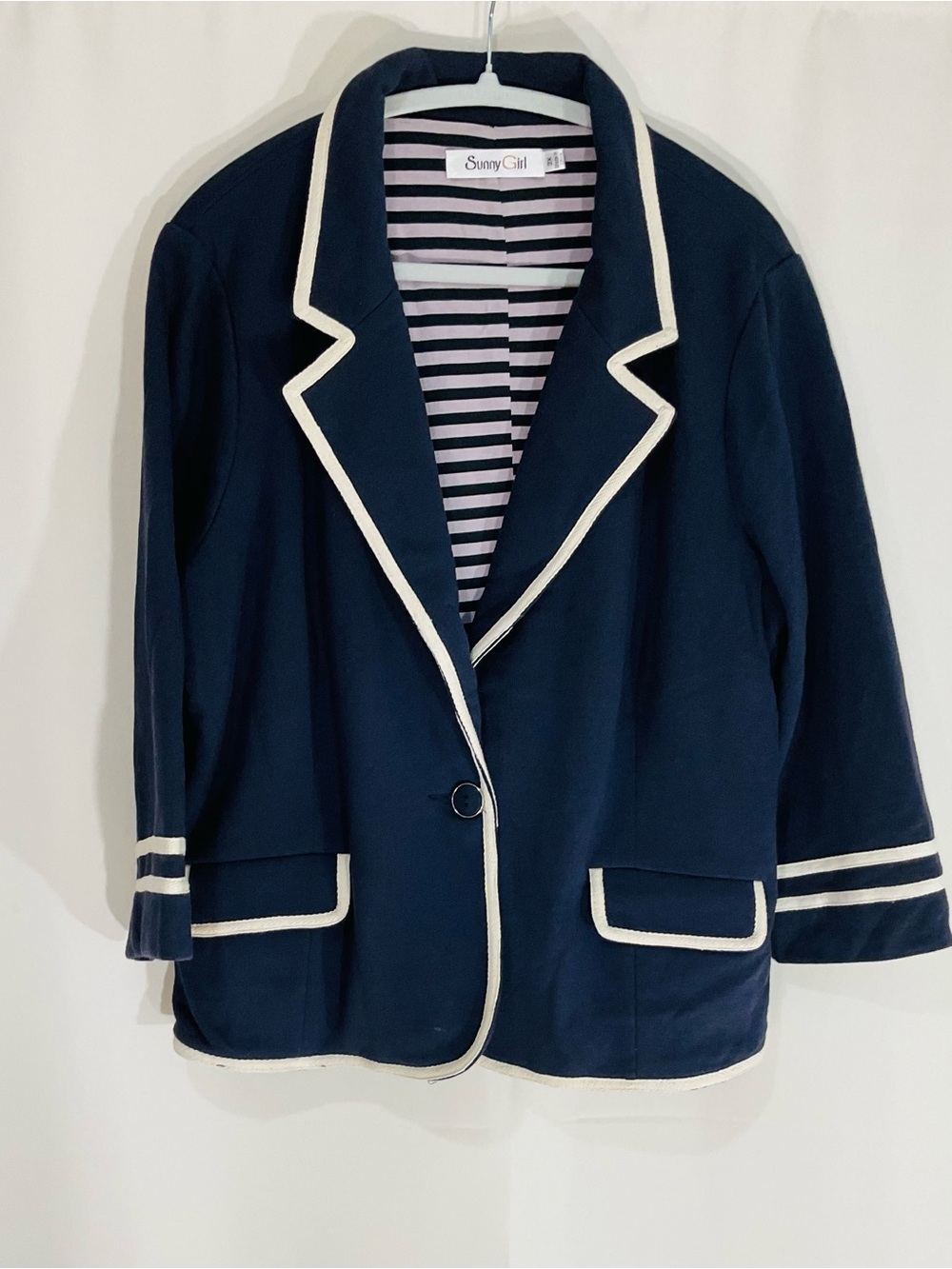 Sunny Girl Blue Blazer with Light Cream Piping Size 2X